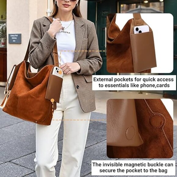 Suede Hobo Shoulder Bag NWT - Picture 3 of 5